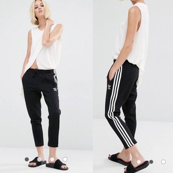 adidas originals three stripe cigarette pants in pink